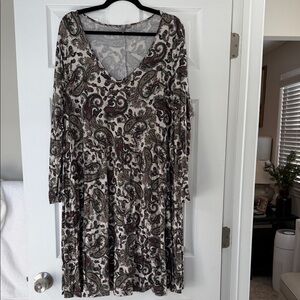 ASOS Black and Cream Paisley Long Sleeve Dress